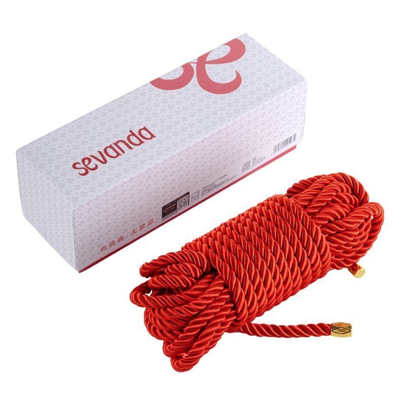 Мотузка для шибарі LOCKINK SEVANDA Shibari Pratice Rope, червона, 8 м, нейлон+бавовна