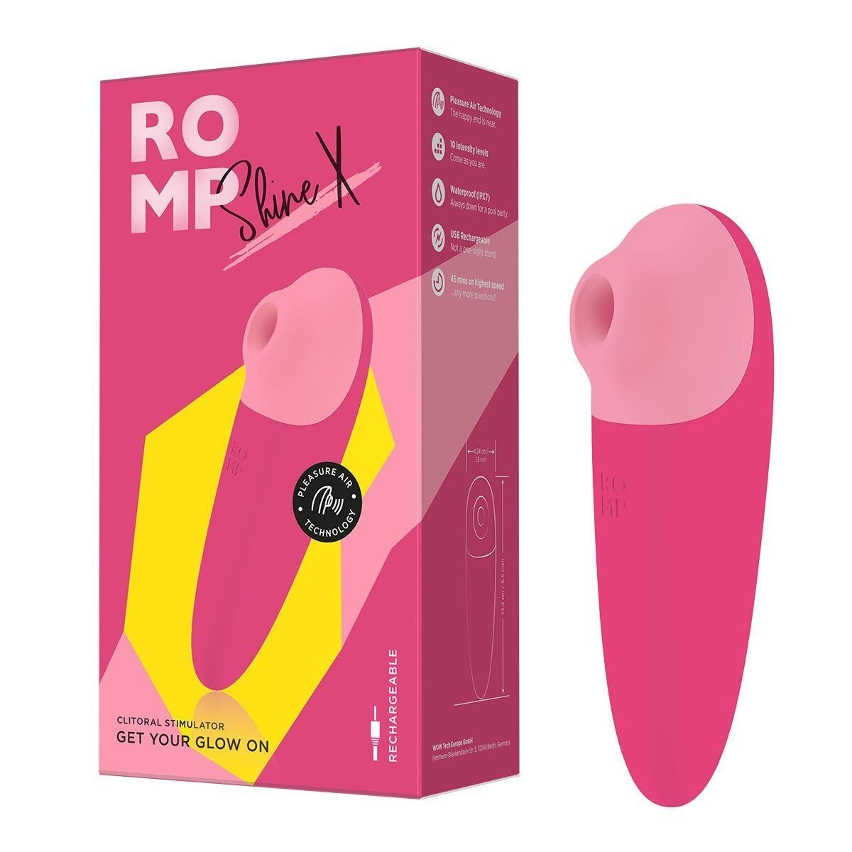 Вакуумный клиторальный стимулятор Romp Shine X, 10 уровней интенсивности