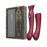 Смартвибратор 3в1 Zalo &mdash; Queen Set Wine Red, пульсирующая жемчужина и вакуум, кристалл Swarovski