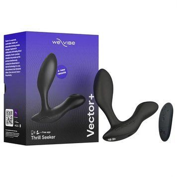 Смарт-вібромасажер простати We-Vibe Vector+ CHARCOAL BLACK, пульт ДК, регульований кут нахилу