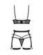 Комплект Obsessive Blomentis 3-pcs set, м&rsquo;який ліф, стрінги зі стрепами, пояс із гартерами, XS/S