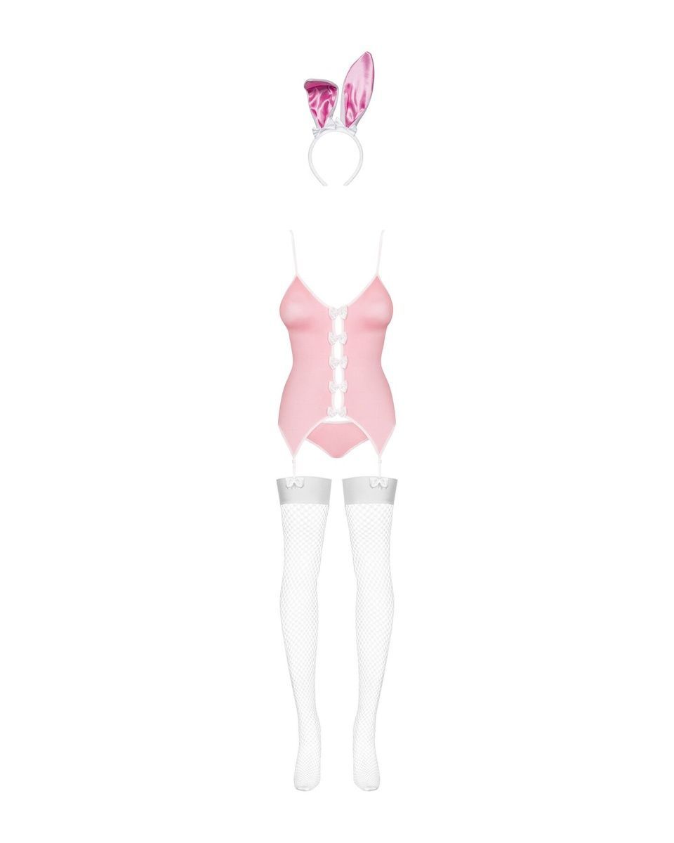 Эротический костюм зайки Obsessive Bunny suit 4 pcs costume pink L/XL, розовый, топ с подвязками