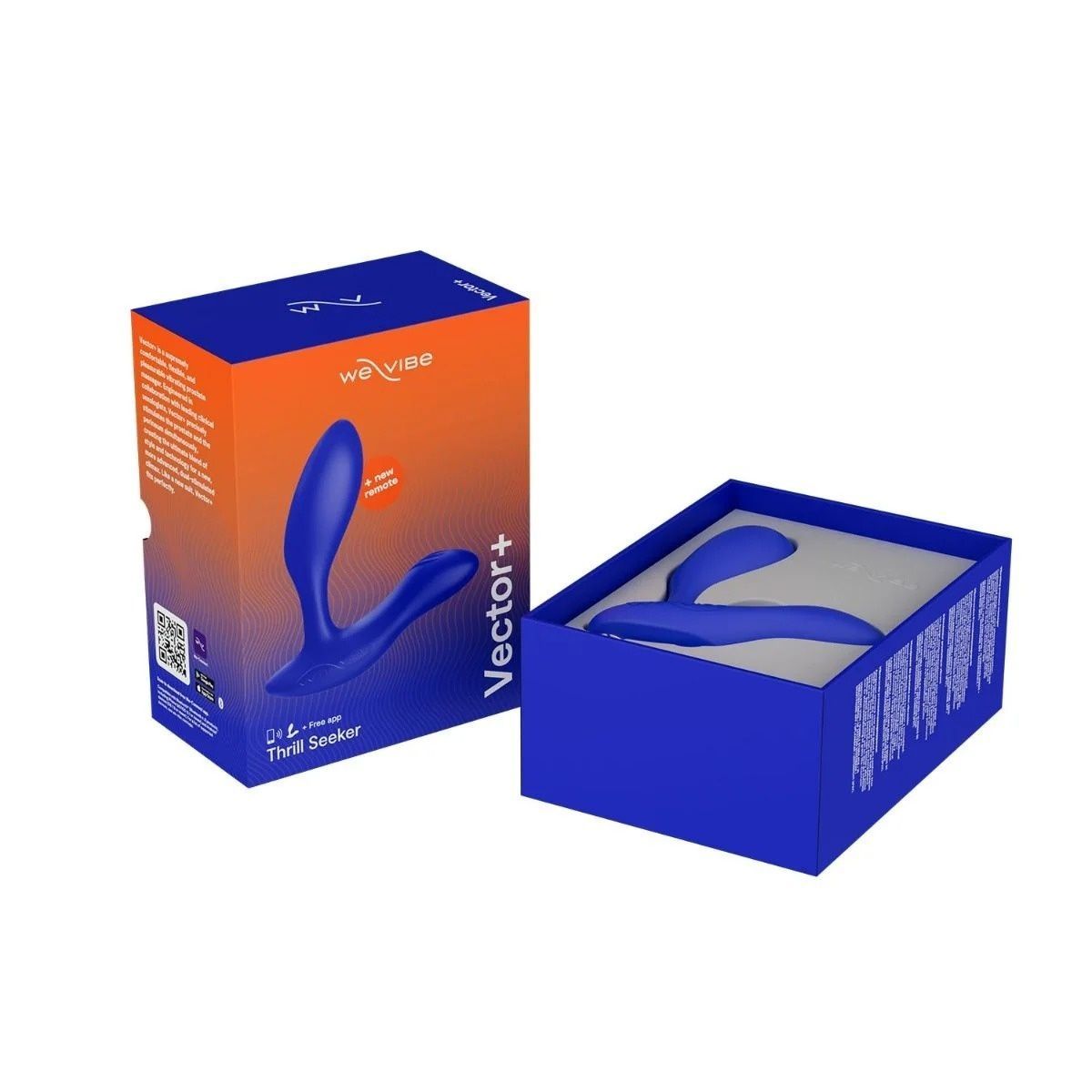 Смарт-вибромассажер простаты We-Vibe Vector+ ROYAL BLUE, пульт ДУ, регулируемый угол наклона