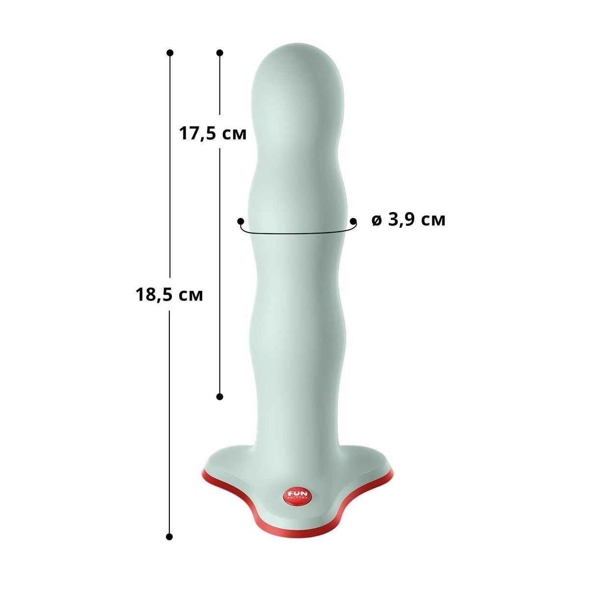 Фалоімітатор Fun Factory BOUNCER Light Green, кульки всередині, ефект вібрації, діаметр 3,9 см