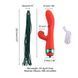 Вібратор-кролик з пульсацією та флогером LOCKINK SEVANDA Whip Vibrating Massage Wand, червоно-зелений