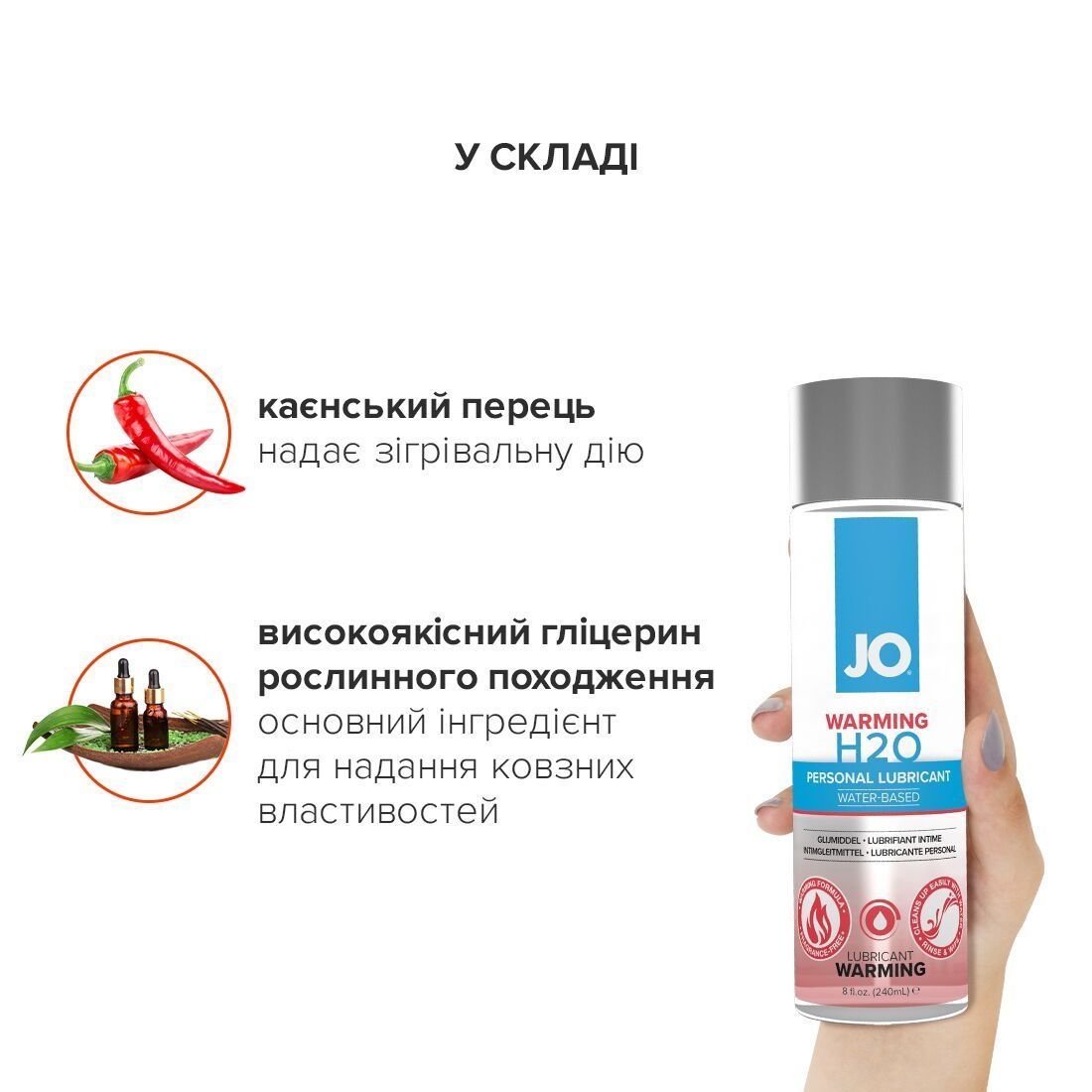 Зігрівальна змазка на водній основі JO H2O WARMING (30 мл) з екстрактом перцевої м&rsquo;яти