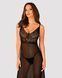 Полупрозрачная длинная сорочка Obsessive Estiqua chemise, черный, ассиметричный крой, XS/S