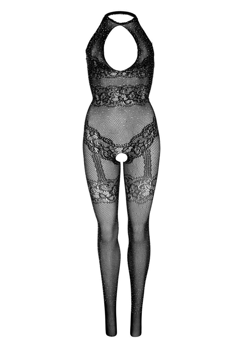Бодистокинг Leg Avenue Rhinestone Lace and Net Bodystocking OS Black