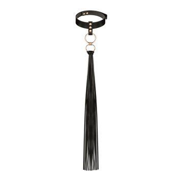 Ошейник с флогером Rosy Gold - Collar with Flogger - Black