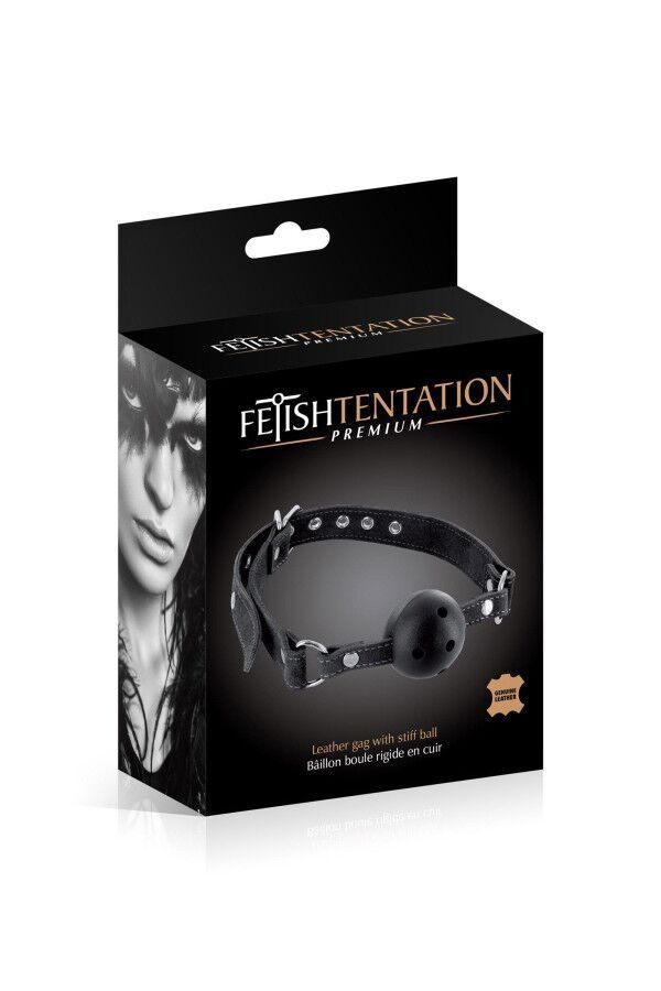 Кляп Fetish Tentation Premium Leather gag with stiff ball