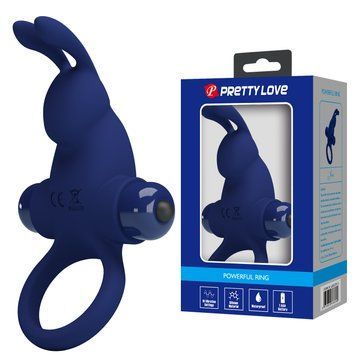 Эрекционное кольцо Pretty Love Powerful Ring Rabbit Vibro Stimulator Blue