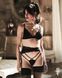 Комплект Obsessive Lobellis 3-pcs set,  чорний, ліф з м&rsquo;якою чашкою, стрінги, пояс для панчіх, XS/S