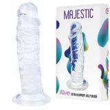 Прозрачный фаллоимитатор Alive Jelly Dildo Majestic, TPE, присоска, диаметр 3,7 см, длина 14,7 см