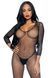 Бодістокінг Leg Avenue V Front Bodystocking One size Black, дрібна сітка, доступ