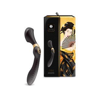 Вібромасажер Shunga Zoa Black, двосторонній