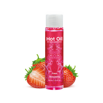 Согревающее съедобное массажное масло HOT OIL Nuei, клубника, 100 мл