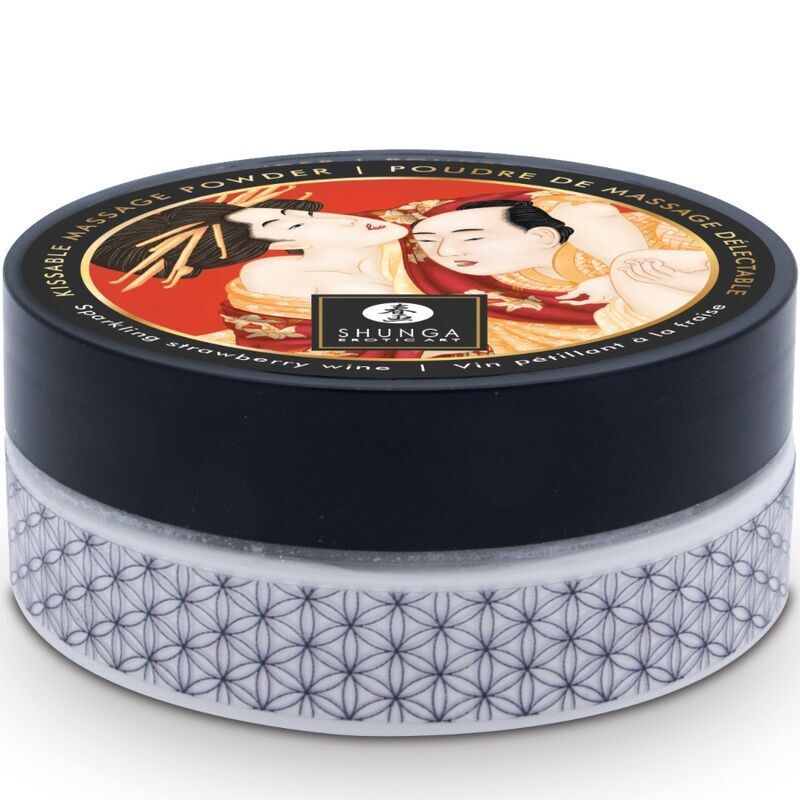 Смачна пудра для оральних пестощів Shunga Body Powder Sparkling Strawberry Wine, 75 г, аромат полуниці